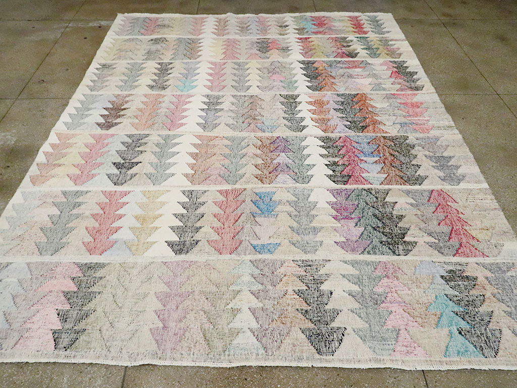 Contemporary Turkish Flatweave Kilim Room Size Carpet, No.30101 - Gss