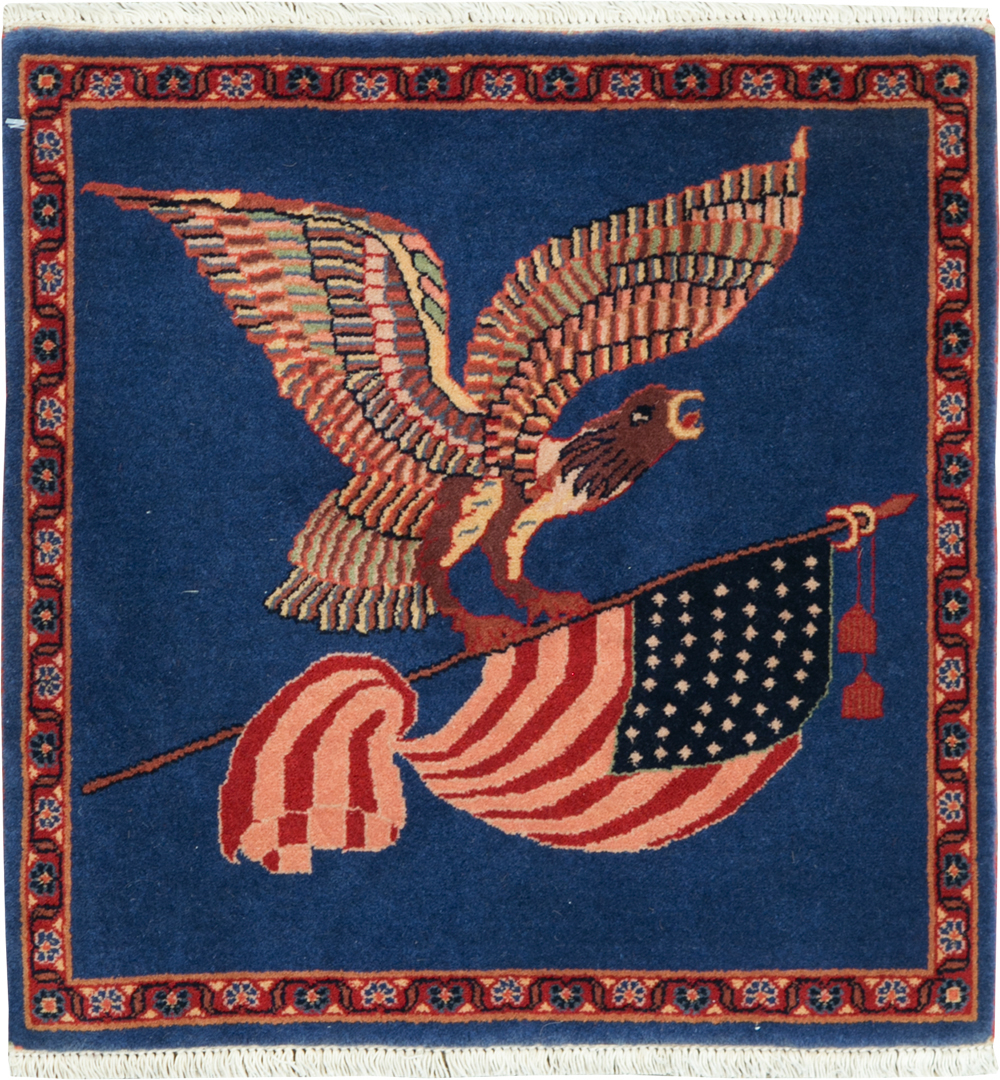 Modern Persian Kashan Flag Pictorial Rug (Pair: 2 of 2), No.30103 - Gss