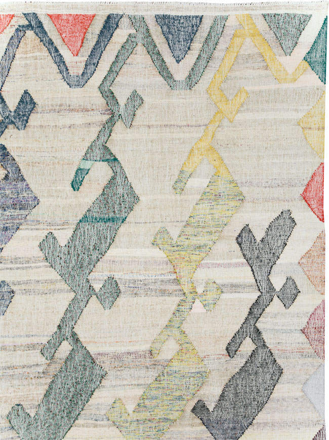 Contemporary Geometric Turkish Flatweave Kilim , No.30112 - Gss