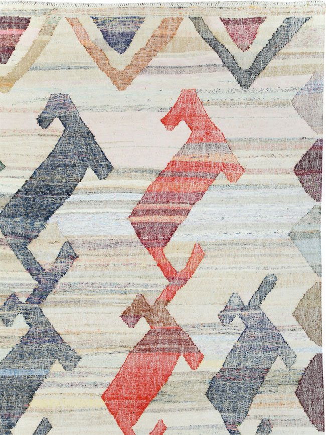 Contemporary Geometric Turkish Flatweave, No.30112 - Gss