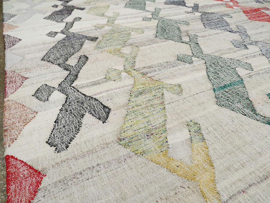 Contemporary Geometric Turkish Flatweave Kilim , No.30112 - Gss