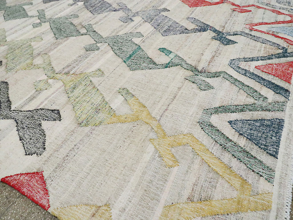Contemporary Geometric Turkish Flatweave Kilim , No.30112 - Gss