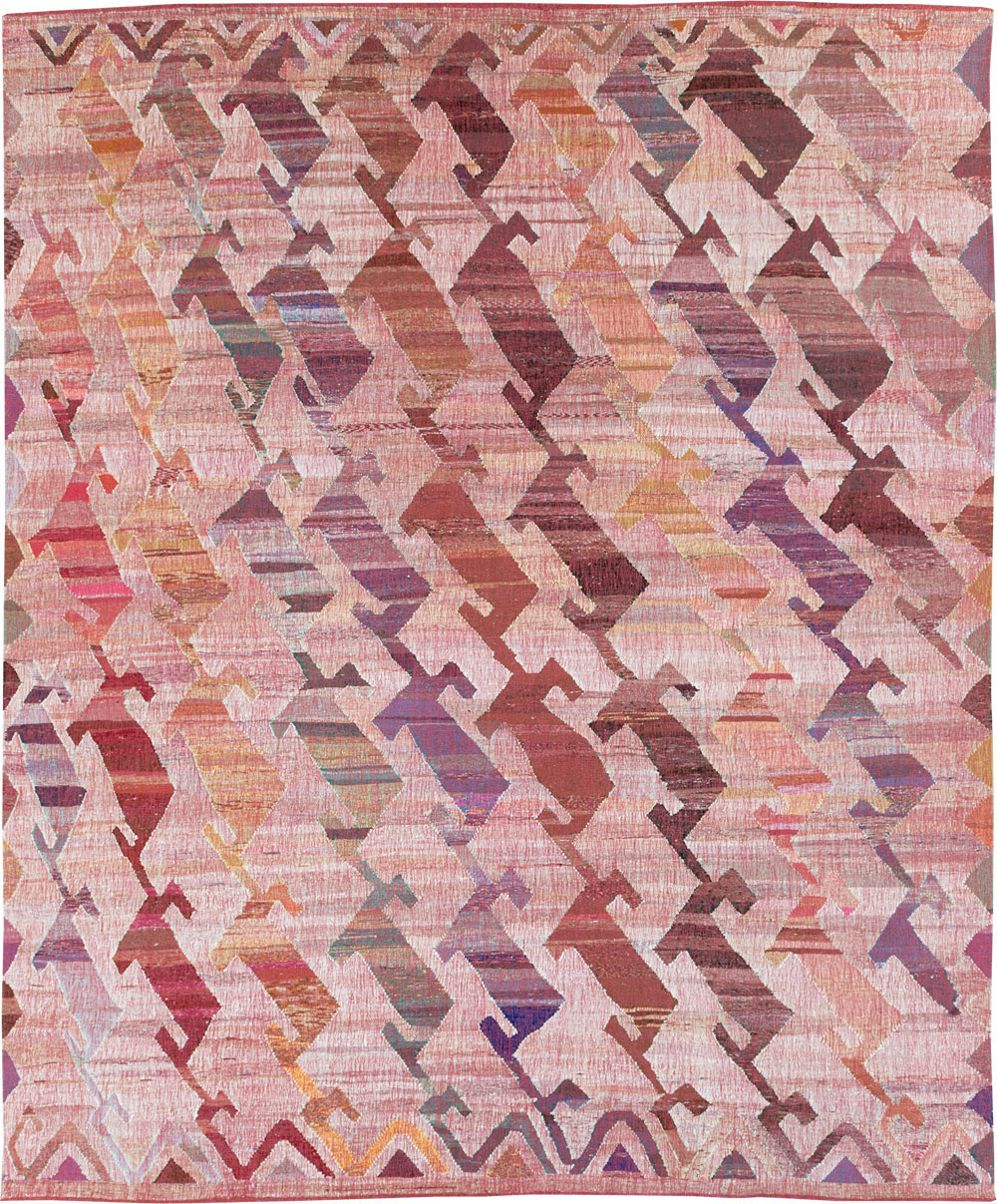Large Contemporary Geometric Turkish Flatweave, No.30113 - Gss