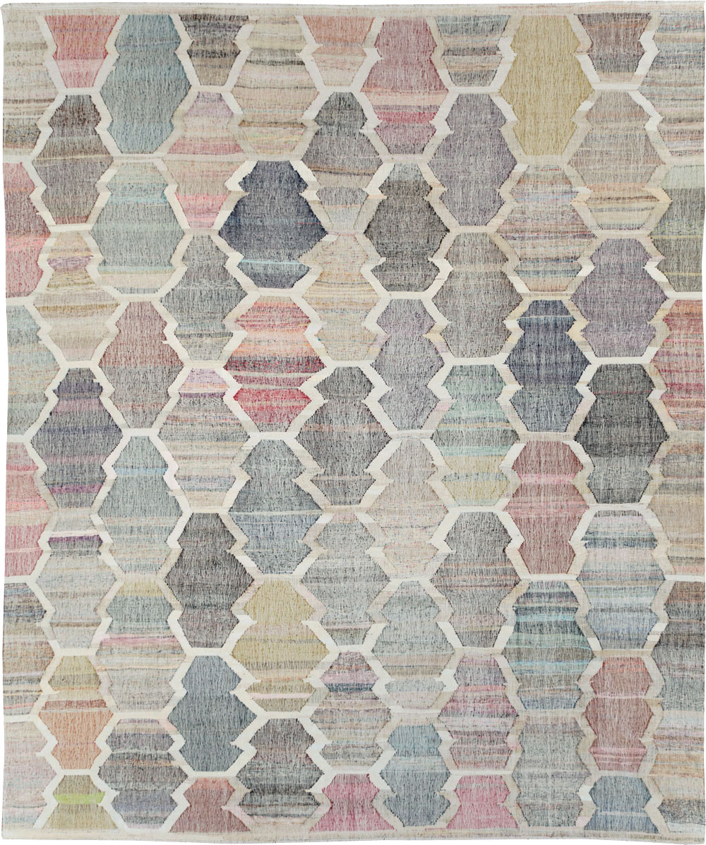 Contemporary Turkish Flatweave Kilim Large Room Size Carpet, No.30115 - Gss
