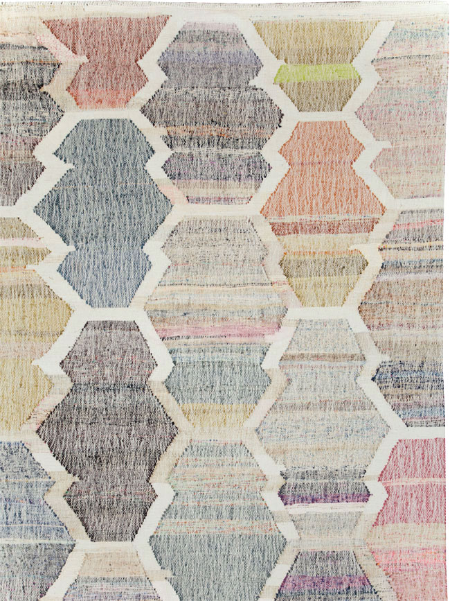Contemporary Turkish Flatweave Kilim Large Room Size Carpet, No.30115 - Gss