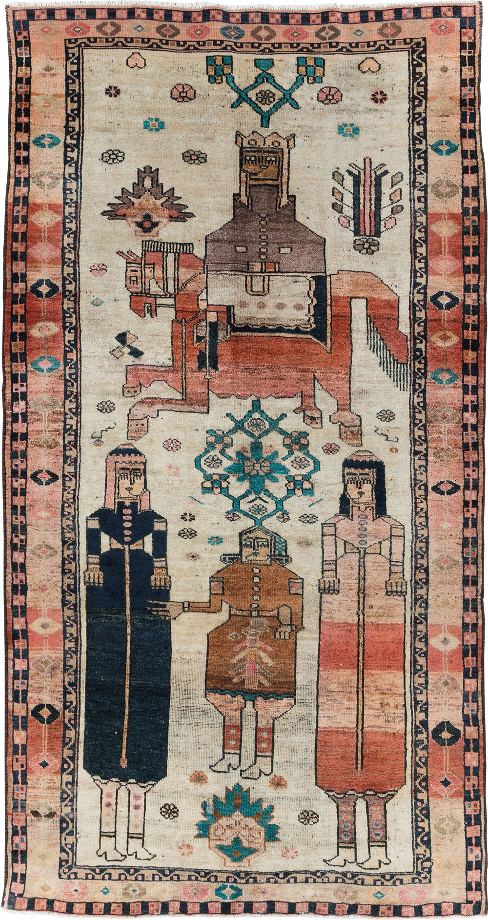 Vintage Persian Bakhtiari Pictorial Rug, No.30143 - Gss