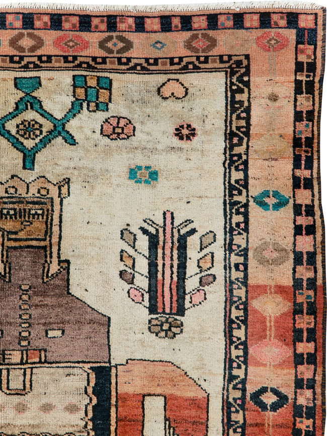 Vintage Persian Bakhtiari Pictorial Rug, No.30143 - Gss