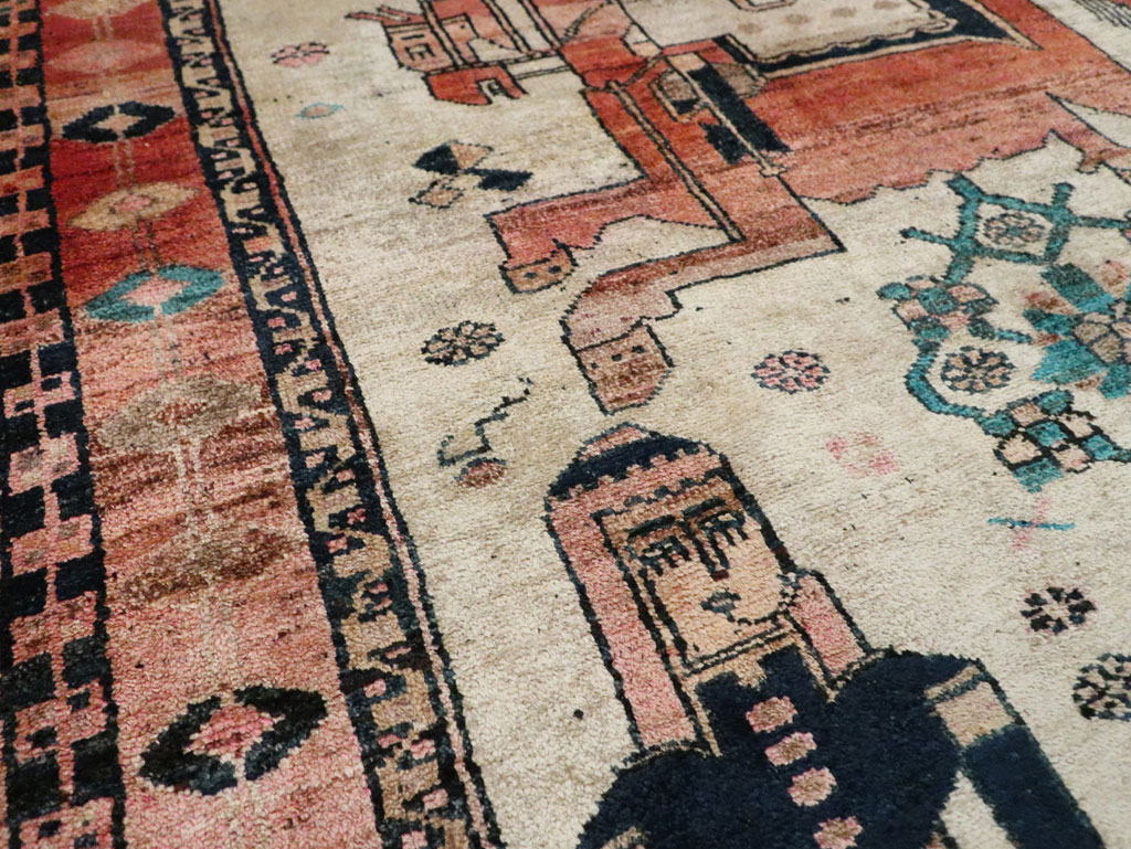 Vintage Persian Bakhtiari Pictorial Rug, No.30143 - Gss