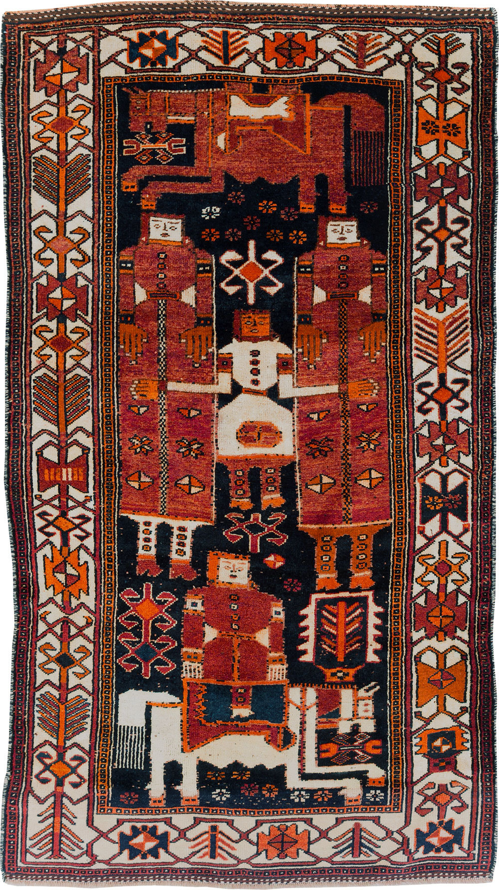 Vintage Persian Pictorial Bakhtiari Rug, No.30145 - Gss