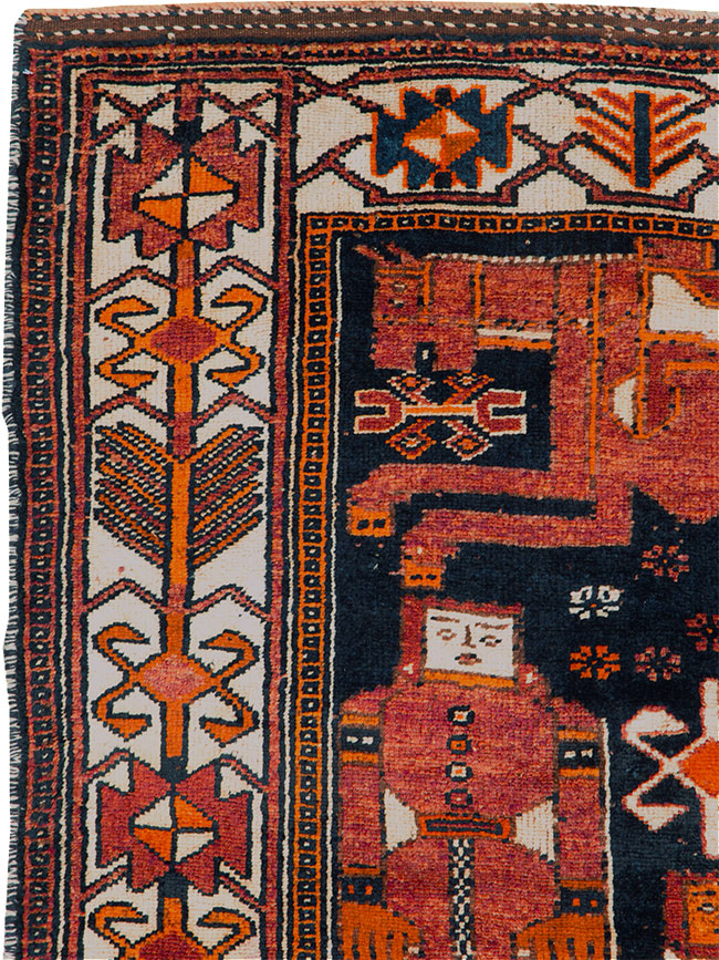 Vintage Persian Pictorial Bakhtiari Rug, No.30145 - Gss