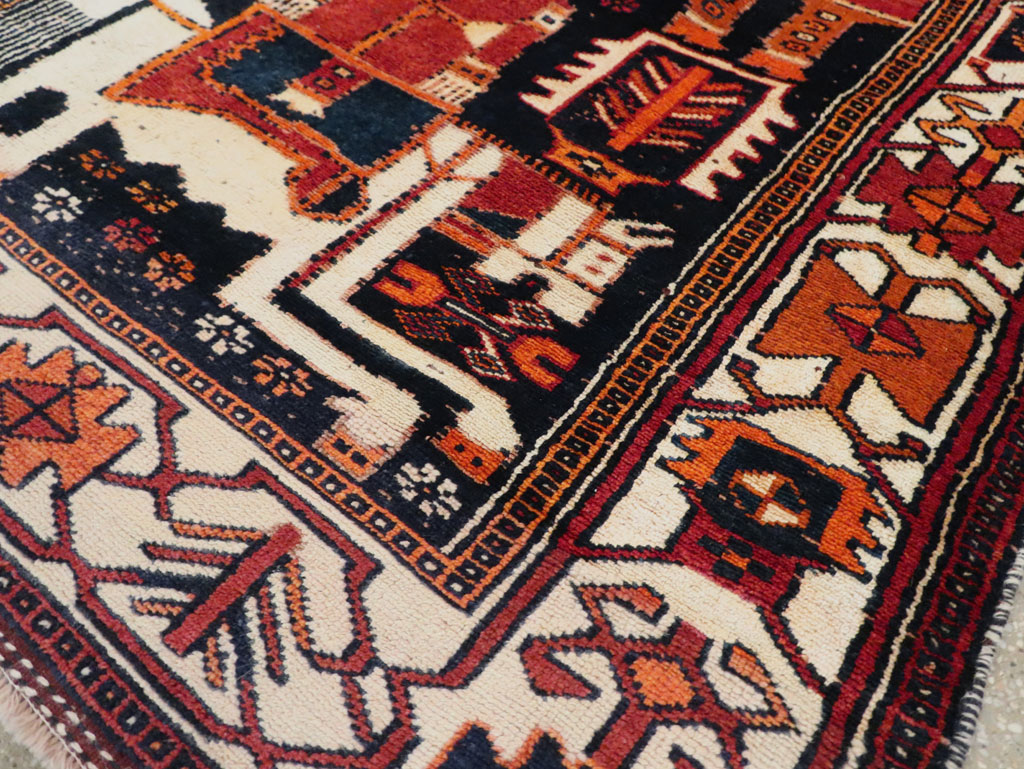 Vintage Persian Pictorial Bakhtiari Rug, No.30145 - Gss