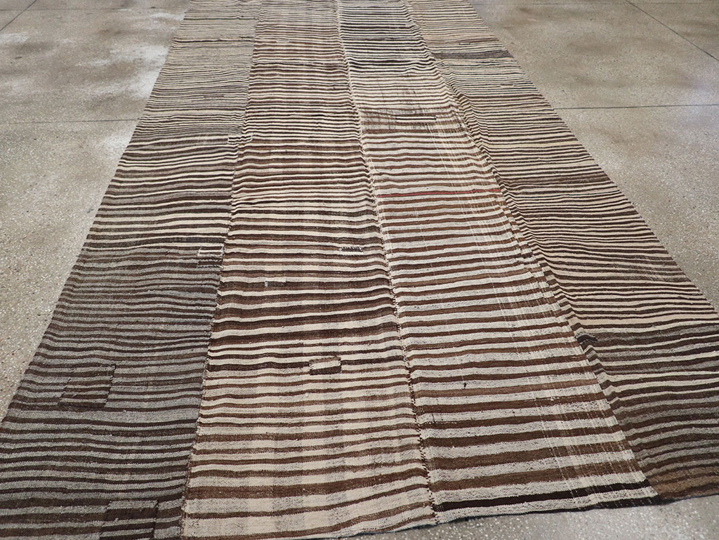 Vintage Persian Flatweave Kilim Room Size Carpet, No.30161 - Gss