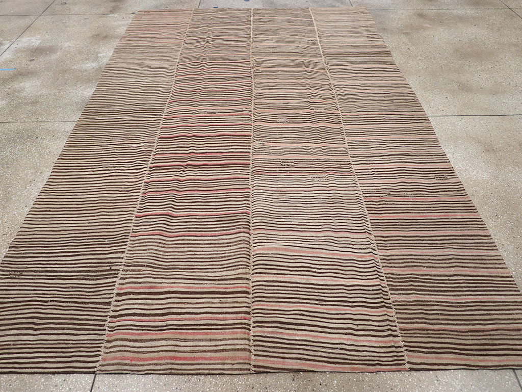Vintage Persian Flatweave Kilim Room Size Carpet, No.30171 - Gss