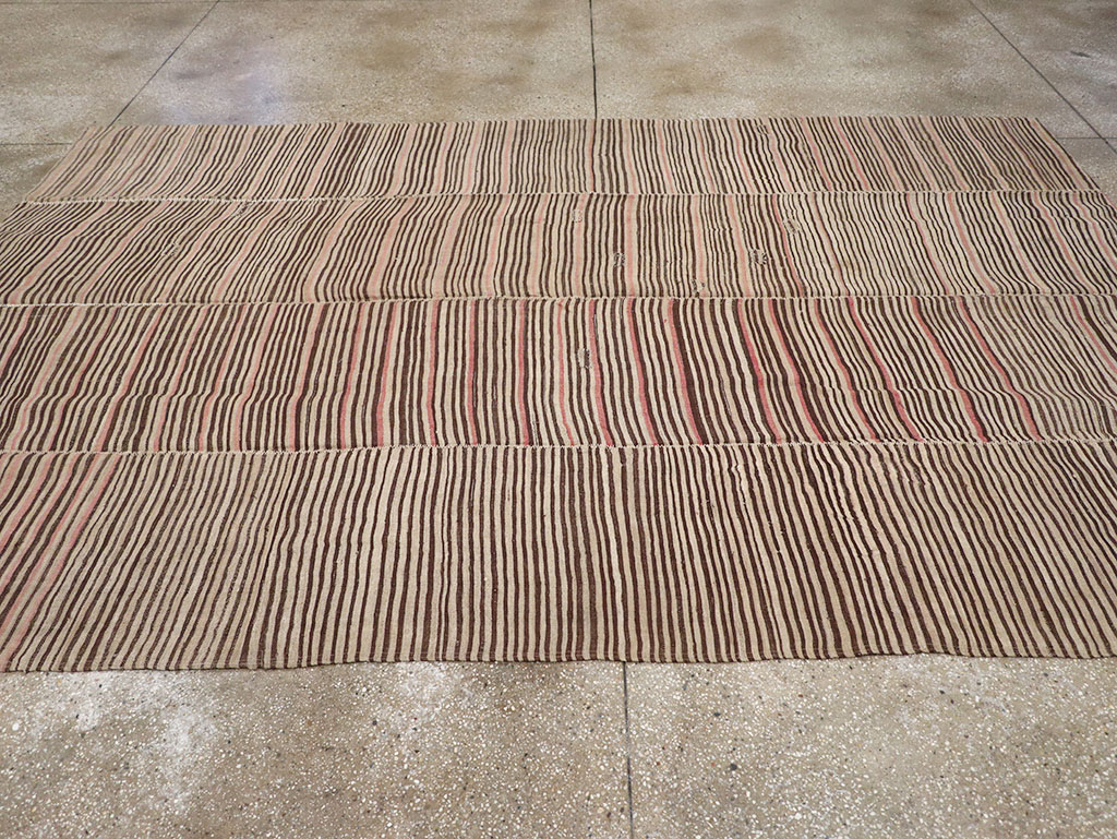 Vintage Persian Flatweave Kilim Room Size Carpet, No.30171 - Gss