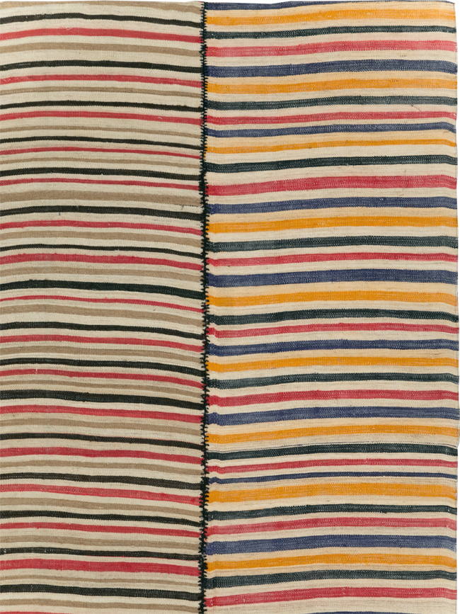 Vintage Mid-Century Persian Flatweave, No.30180 - Gss