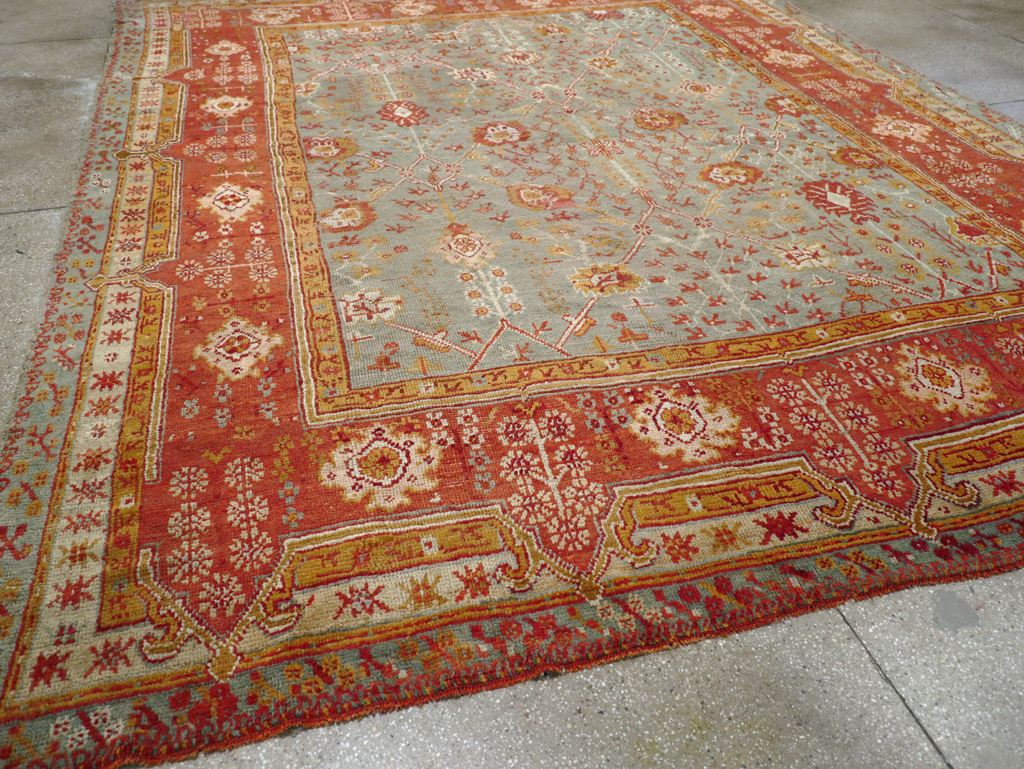 Antique Turkish Oushak Room Size Carpet, No.30183 - Gss