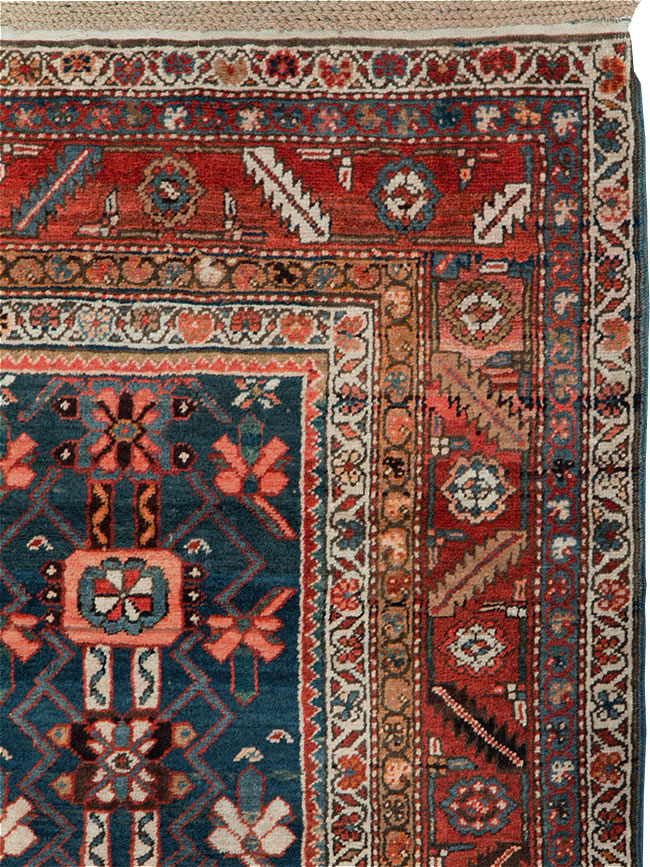 Antique Persian Bakshaish Pictorial Throw Rug, No.30188 - Gss