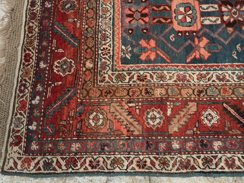 Antique Persian Bakshaish Pictorial Throw Rug, No.30188 - Gss