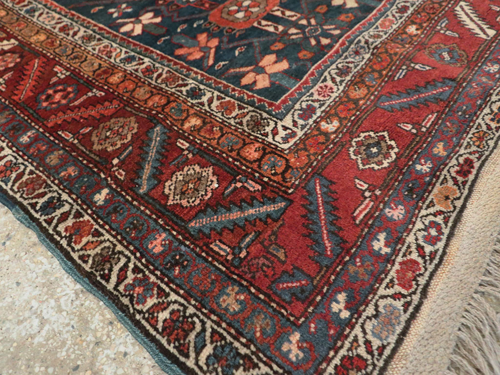 Antique Persian Bakshaish Pictorial Throw Rug, No.30188 - Gss