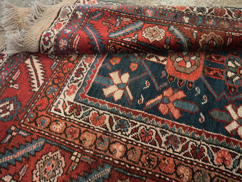 Antique Persian Bakshaish Pictorial Throw Rug, No.30188 - Gss