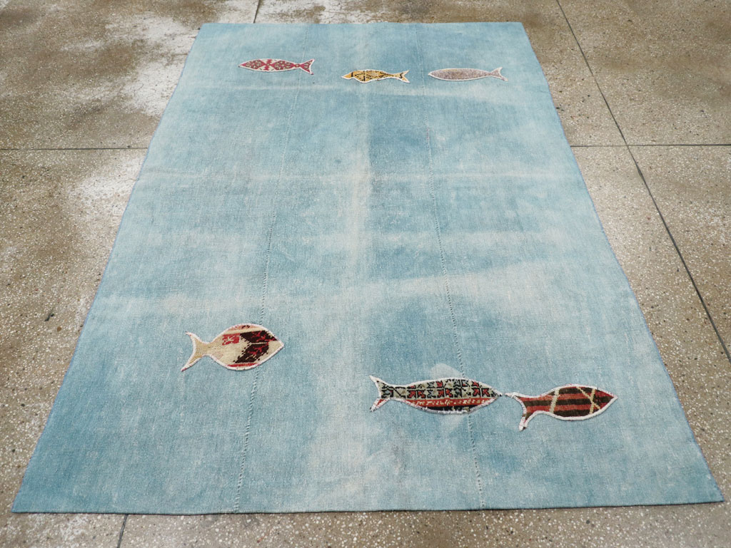 Modern Turkish Flatweave Accent Rug, No.30194 - Gss