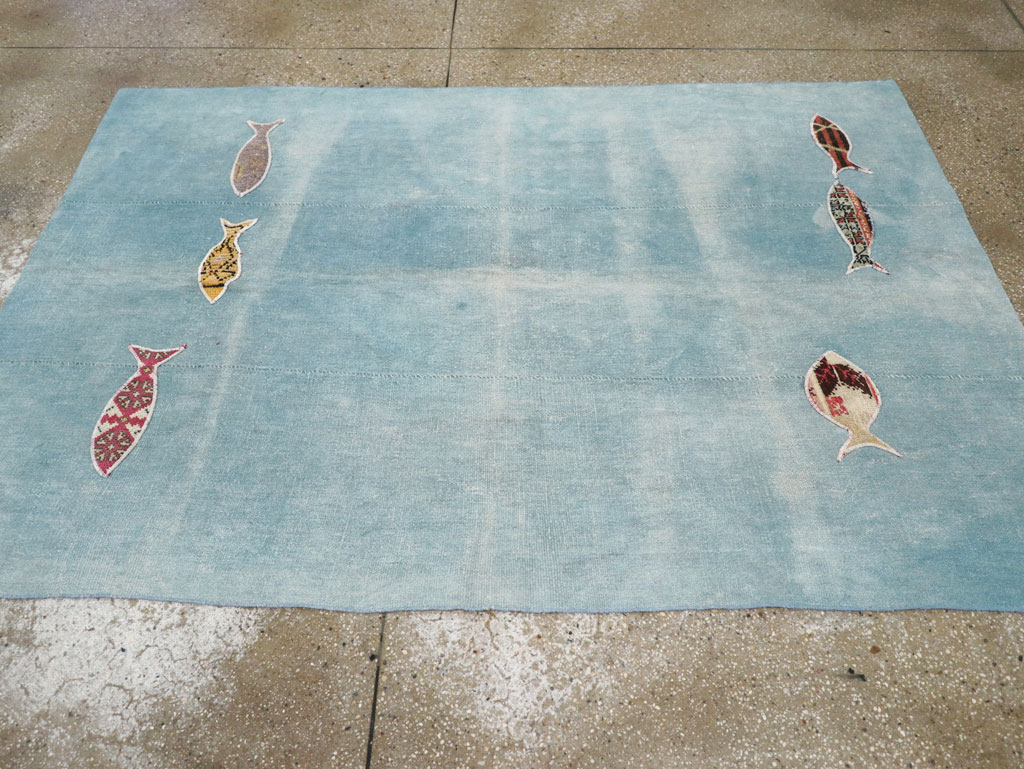 Modern Turkish Flatweave Accent Rug, No.30194 - Gss