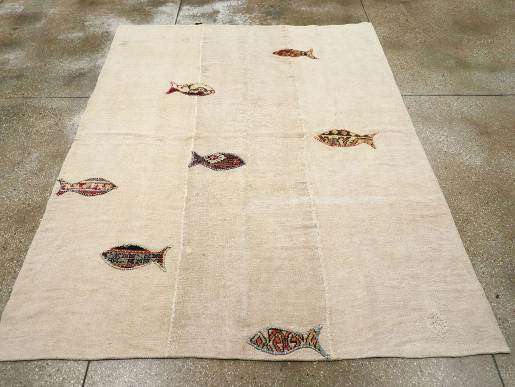 Modern Turkish Flatweave Accent Rug, No.30196 - Gss