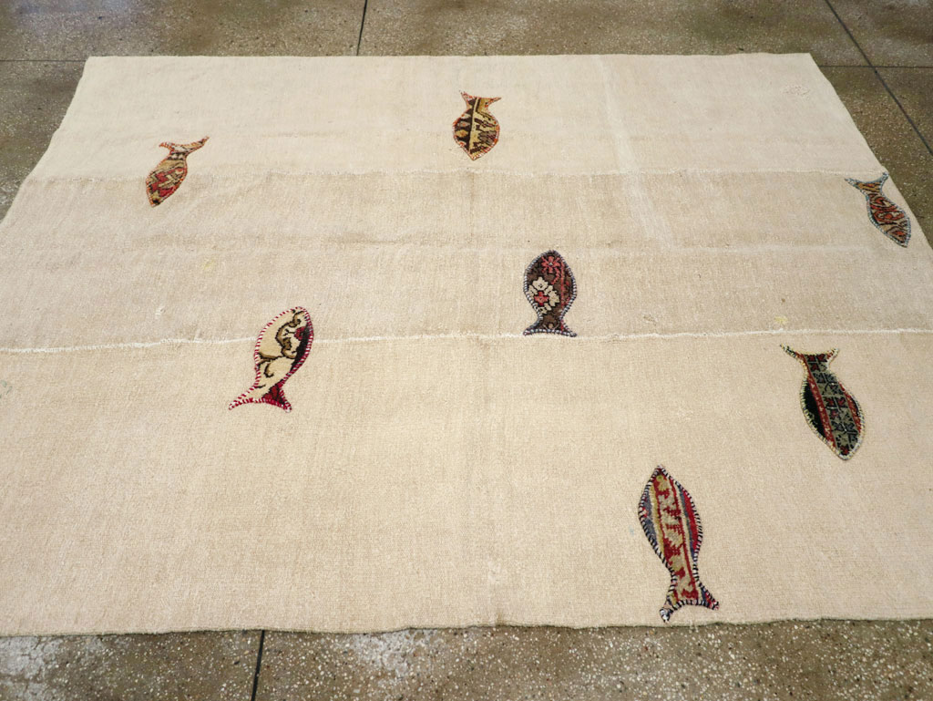 Modern Turkish Flatweave Accent Rug, No.30196 - Gss