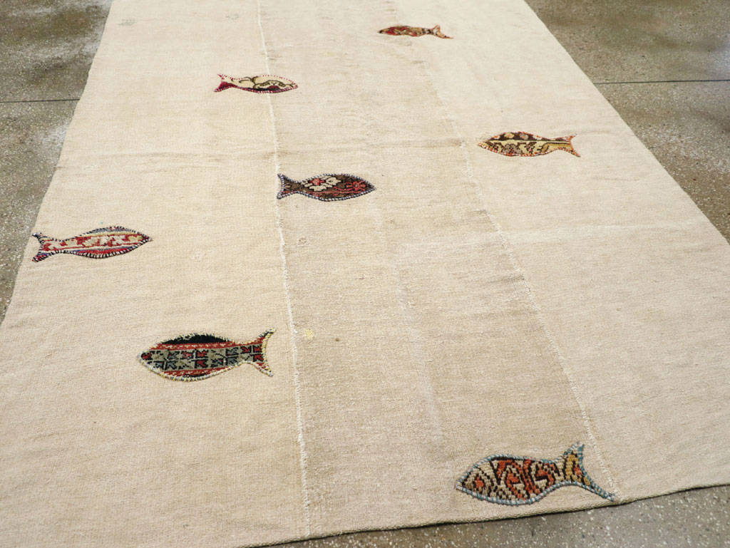 Modern Turkish Flatweave Accent Rug, No.30196 - Gss