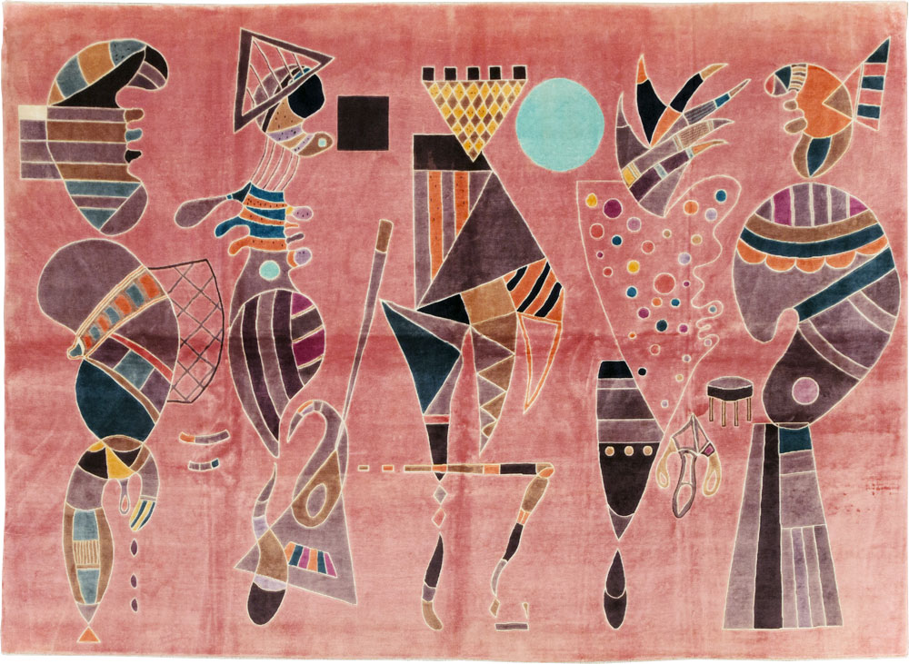 Vintage Turkish Cubist Style Art Deco Accent Carpet, No.30197 - Gss