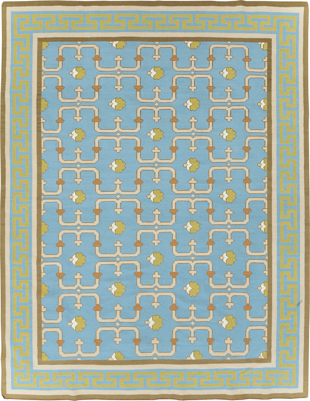 Contemporary Indian Flatweave Dhurrie Room Size Carpet, No.30199 - Gss