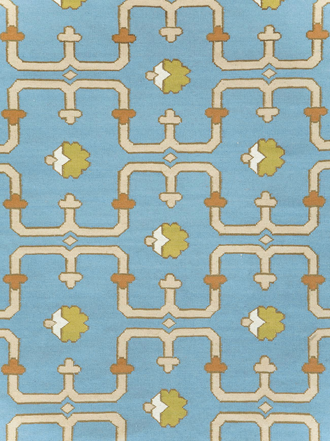 Contemporary Indian Flatweave Dhurrie Room Size Carpet, No.30199 - Gss