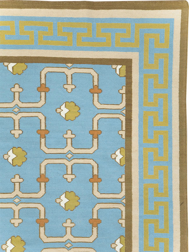 Contemporary Indian Flatweave Dhurrie Room Size Carpet, No.30199 - Gss