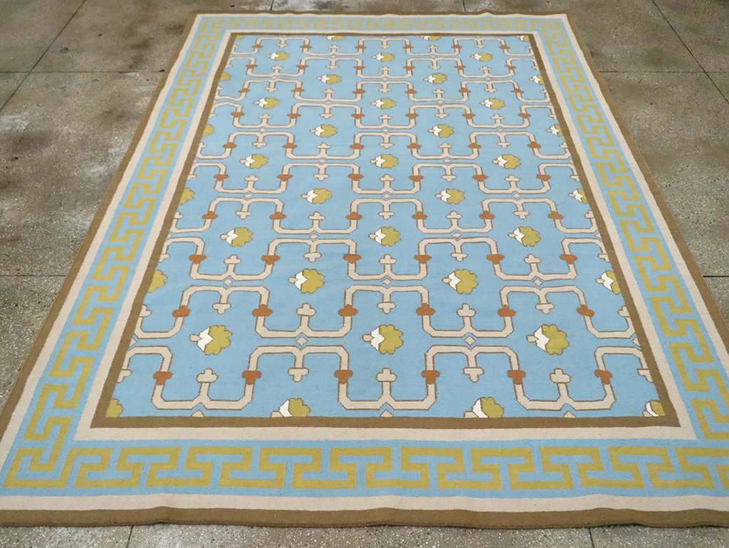 Contemporary Indian Flatweave Dhurrie Room Size Carpet, No.30199 - Gss