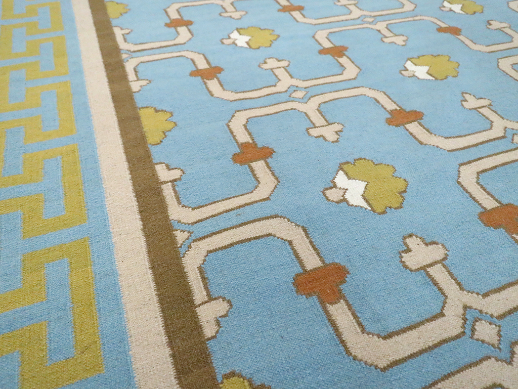 Contemporary Indian Flatweave Dhurrie Room Size Carpet, No.30199 - Gss