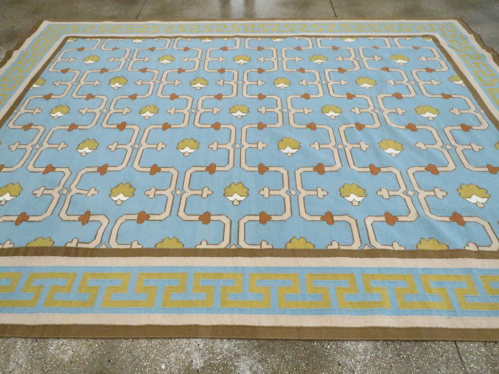 Contemporary Indian Flatweave Dhurrie Room Size Carpet, No.30199 - Gss