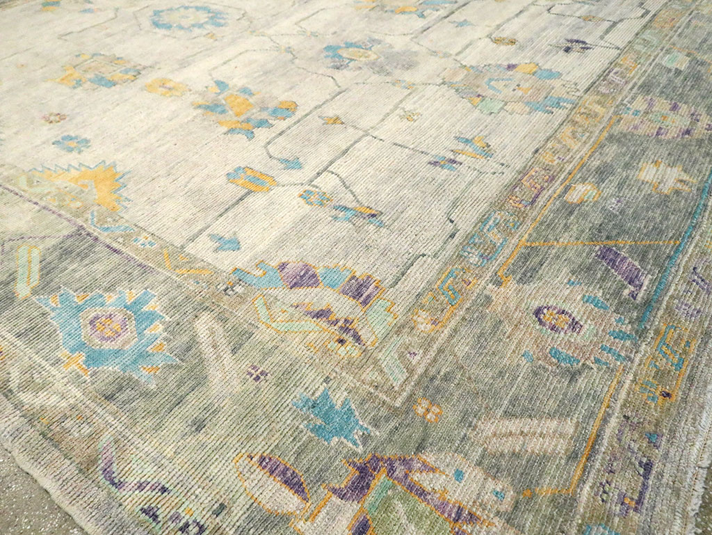 Contemporary Turkish Oushak Large Room Size Carpet, No.30202 - Gss