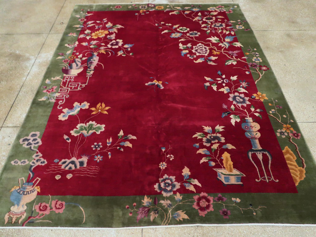 Vintage Chinese Deco Carpet, No.30206 - Gss