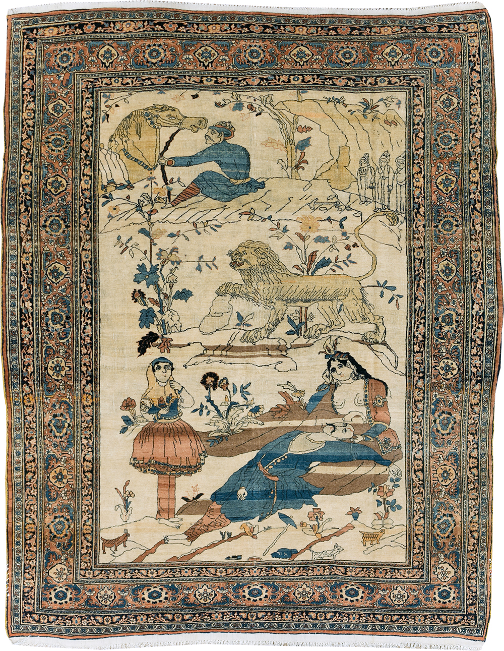Antique Persian Tabriz Hadji Jalili Pictorial Rug, No.30225 - Gss