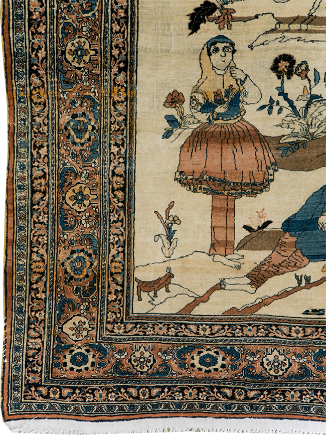 Antique Persian Tabriz Hadji Jalili Pictorial Rug, No.30225 - Gss