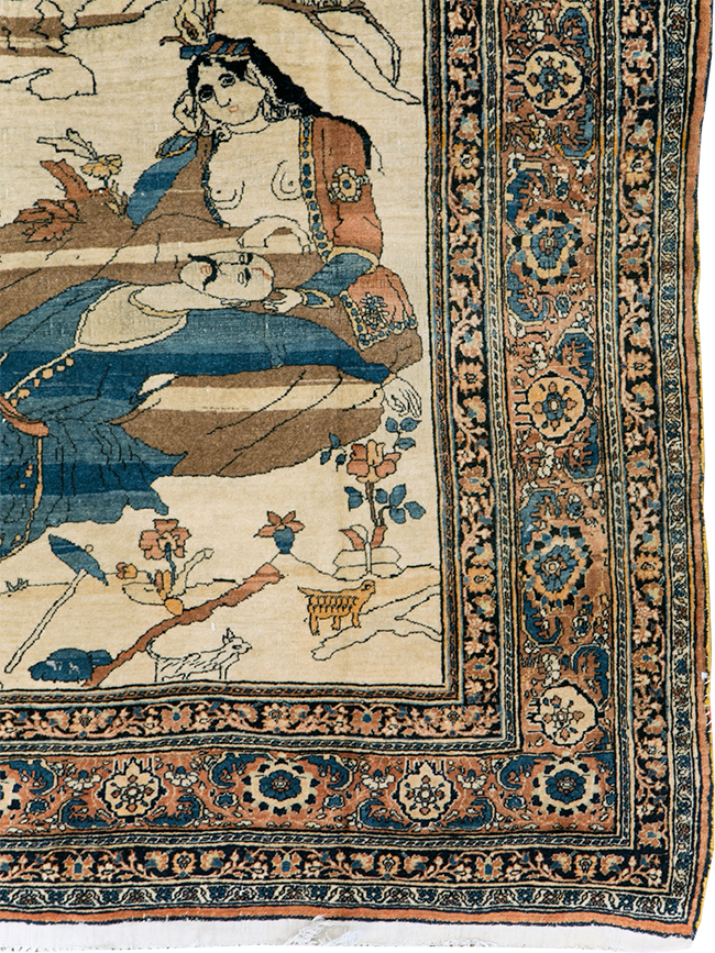 Antique Persian Tabriz Hadji Jalili Pictorial Rug, No.30225 - Gss