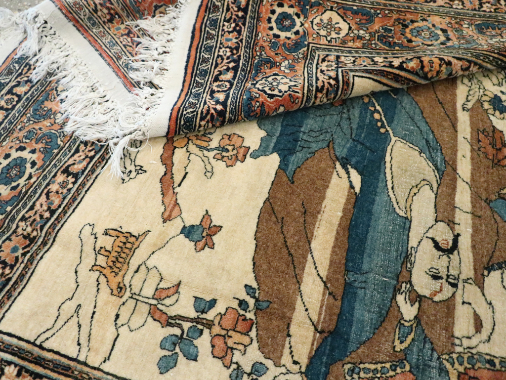 Antique Persian Tabriz Hadji Jalili Pictorial Rug, No.30225 - Gss