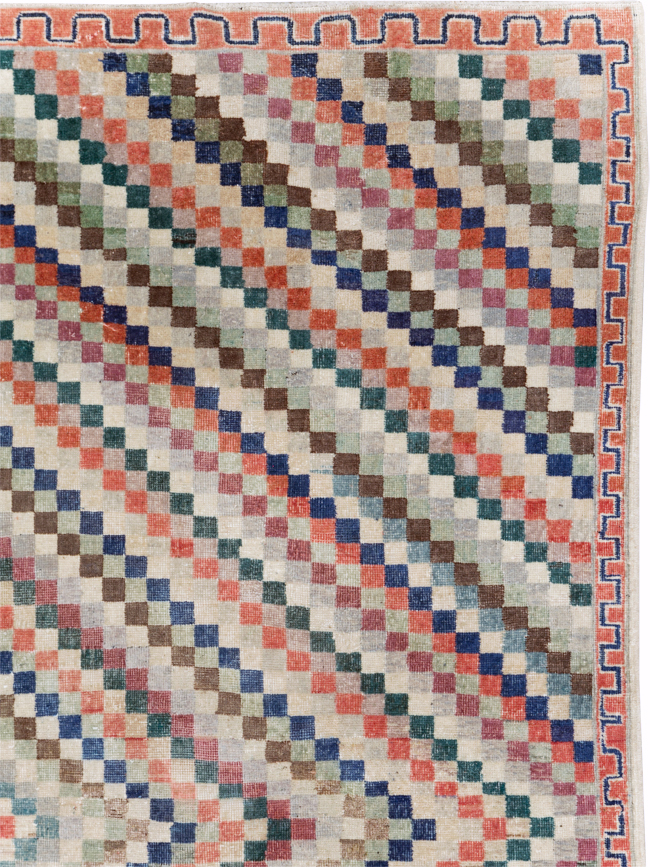 Vintage Anatolian Deco Carpet, No.30231 - Gss