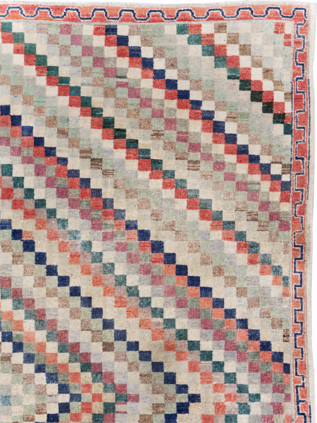 Vintage Anatolian Deco Carpet, No.30231 - Gss