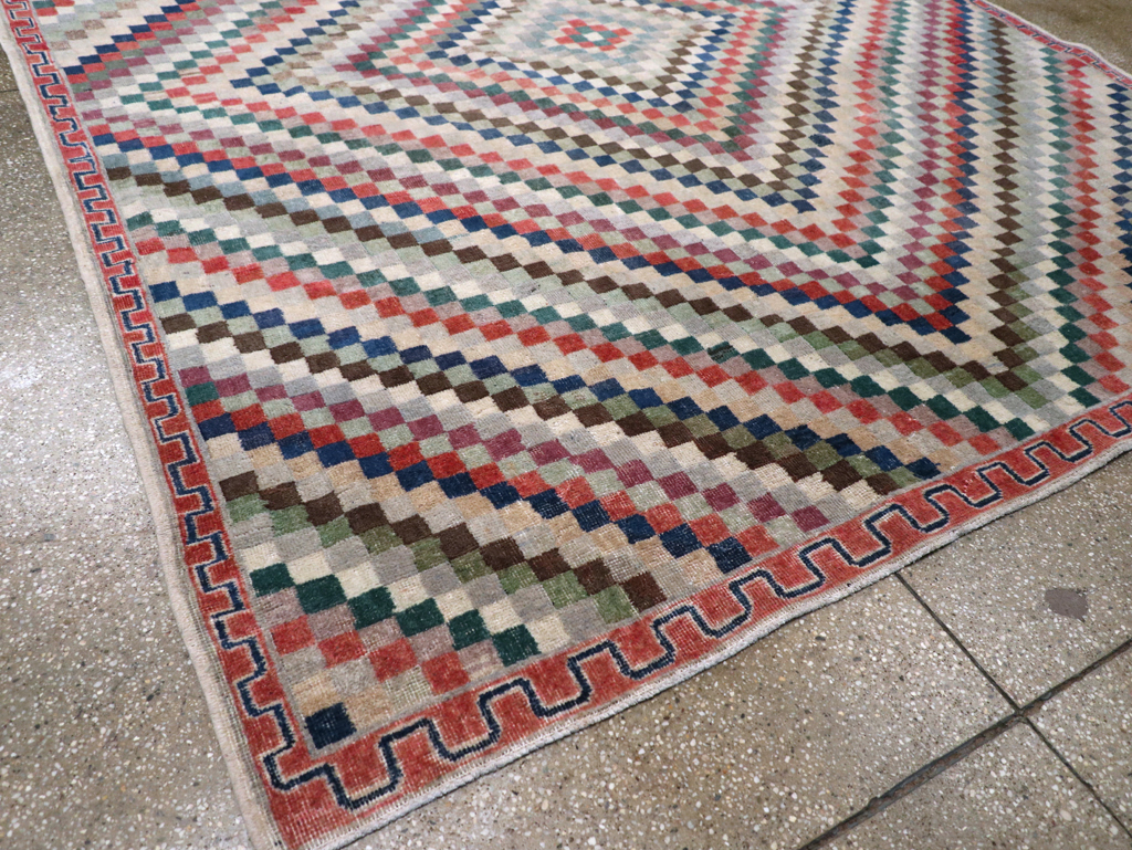 Vintage Anatolian Deco Carpet, No.30231 - Gss