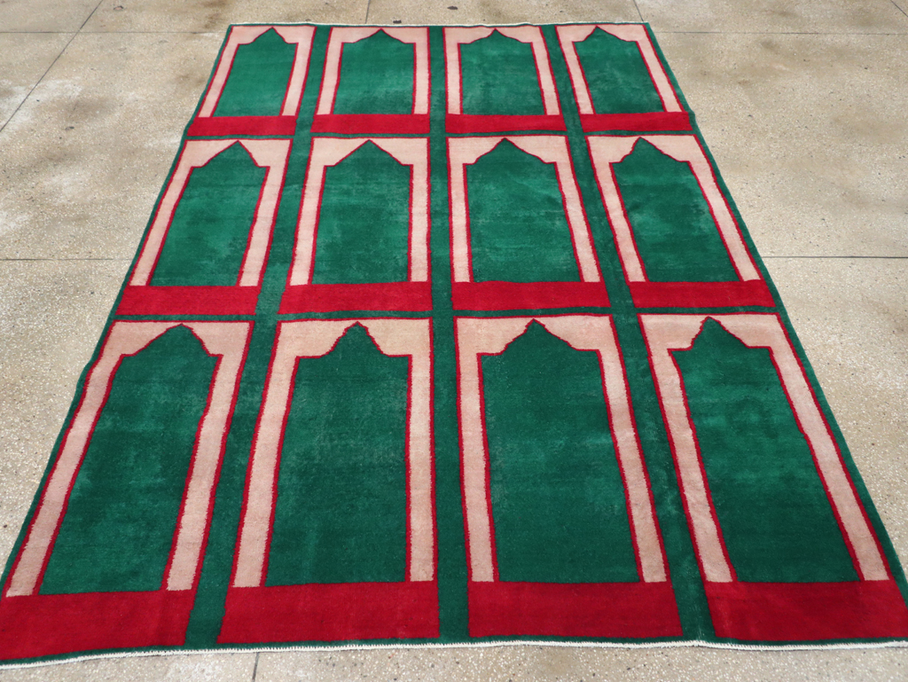 Vintage Turkish Art Deco Style Small Room Size Carpet, No.30237 - Gss