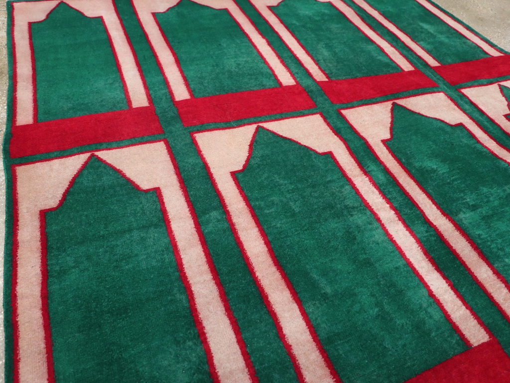 Vintage Turkish Art Deco Style Small Room Size Carpet, No.30237 - Gss