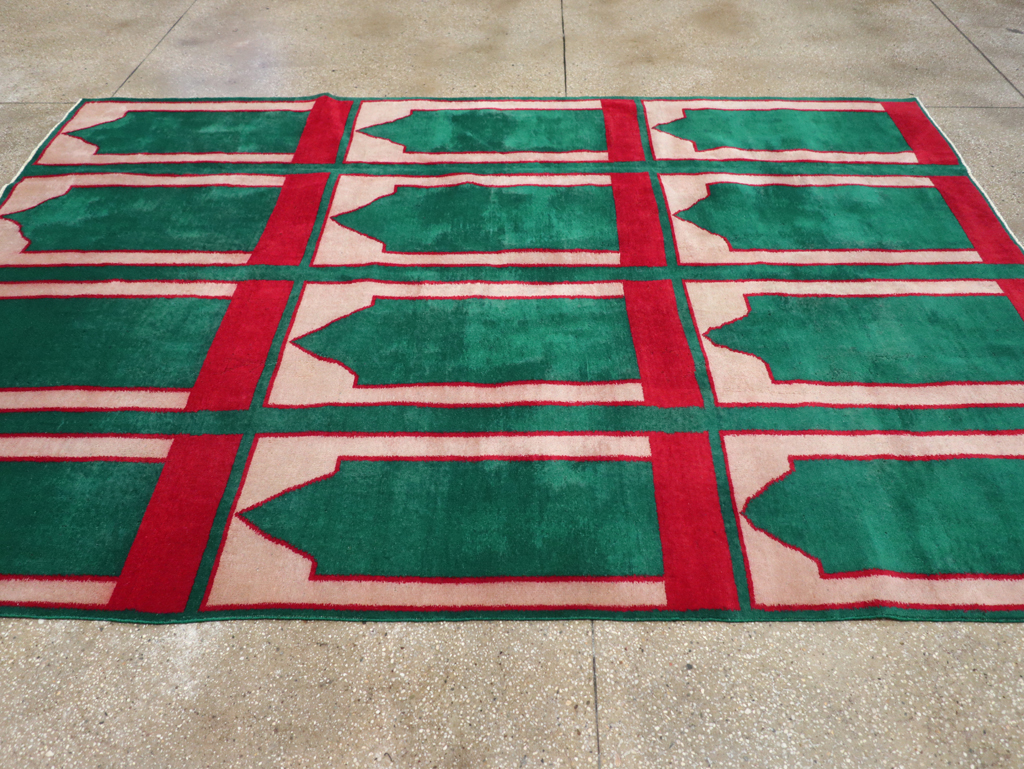 Vintage Turkish Art Deco Style Small Room Size Carpet, No.30237 - Gss