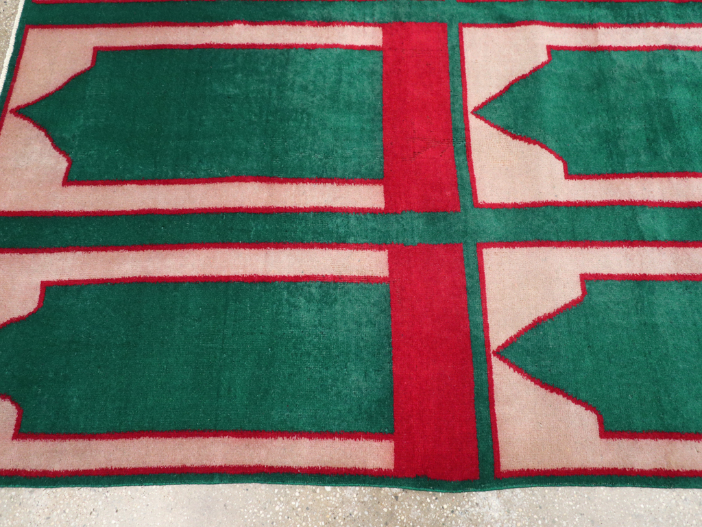 Vintage Turkish Art Deco Style Small Room Size Carpet, No.30237 - Gss