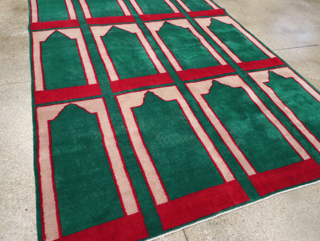 Vintage Turkish Art Deco Style Small Room Size Carpet, No.30237 - Gss